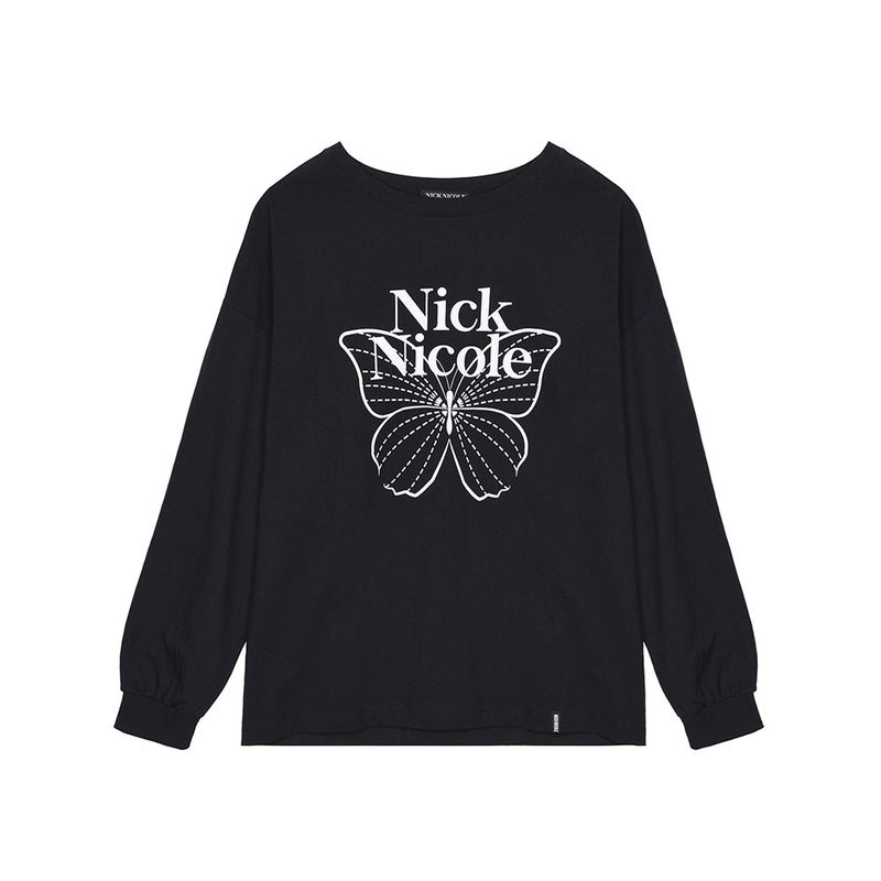 NICK&NICOLE(ニック&ニコール)の「BUTTERFLY SIGNATURE LS TOP_BLACK WHITE(Tops)」
