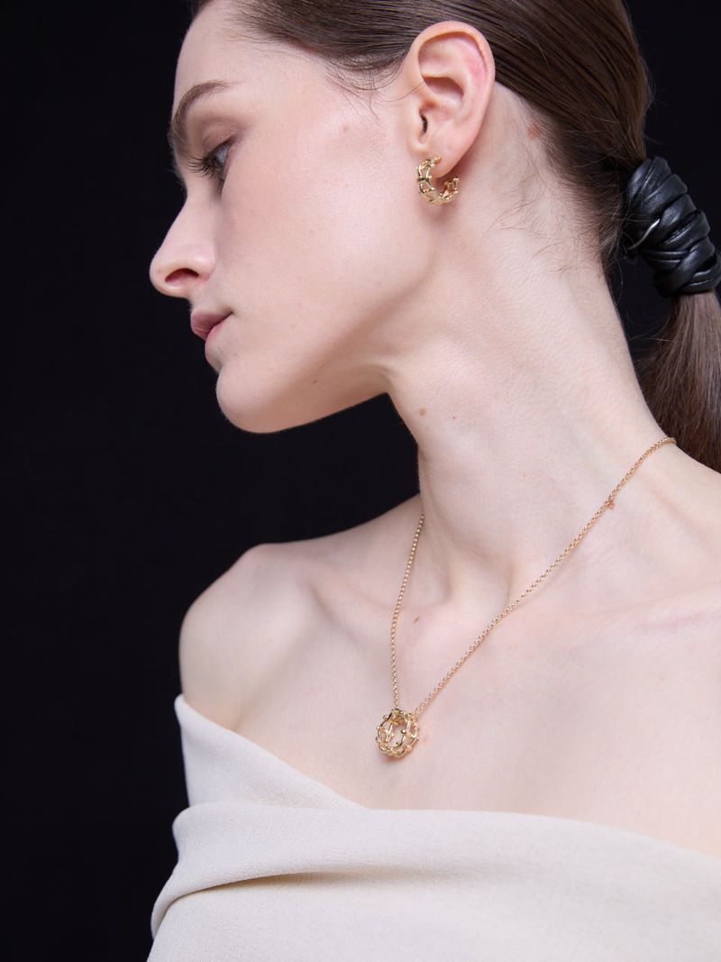 Multi Hash Tag Large Hoop Earrings (Gold)