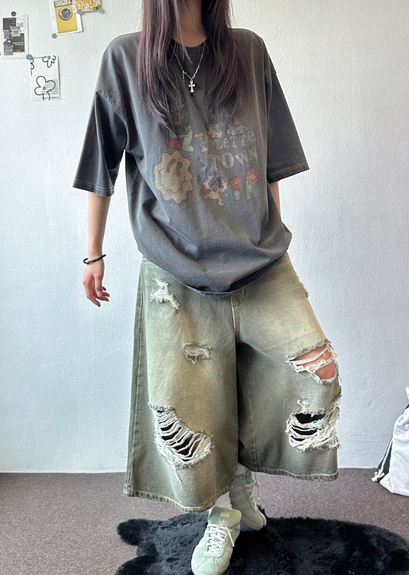 Britty Colored Washed Distressed Denim 3color
