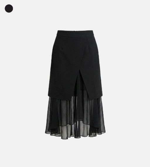 Layered Chiffon Midi Skirt