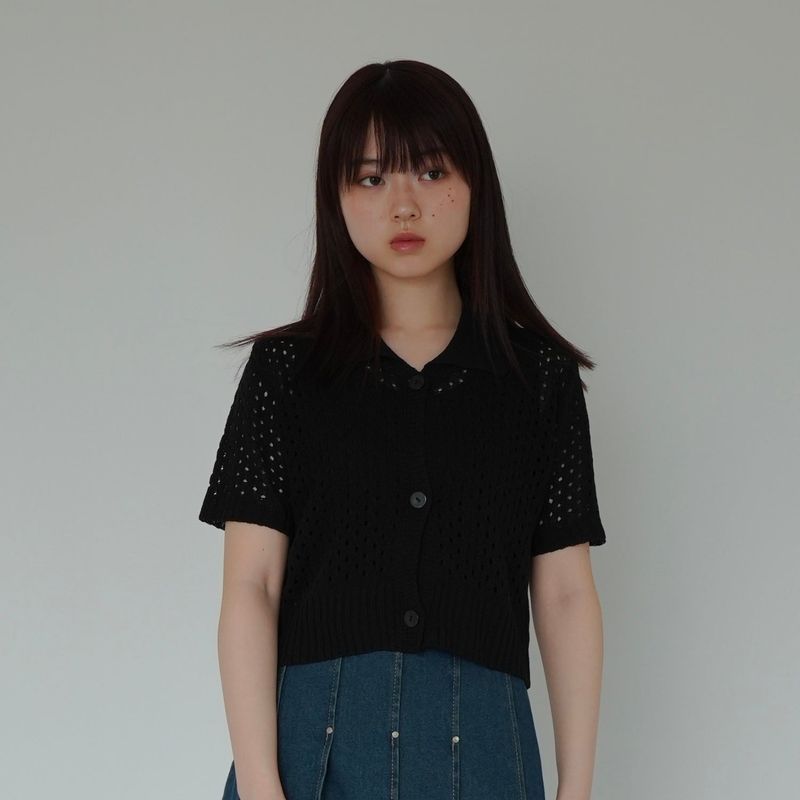 Uenui（ウニュイ）の「mesh knit cardigan（）」