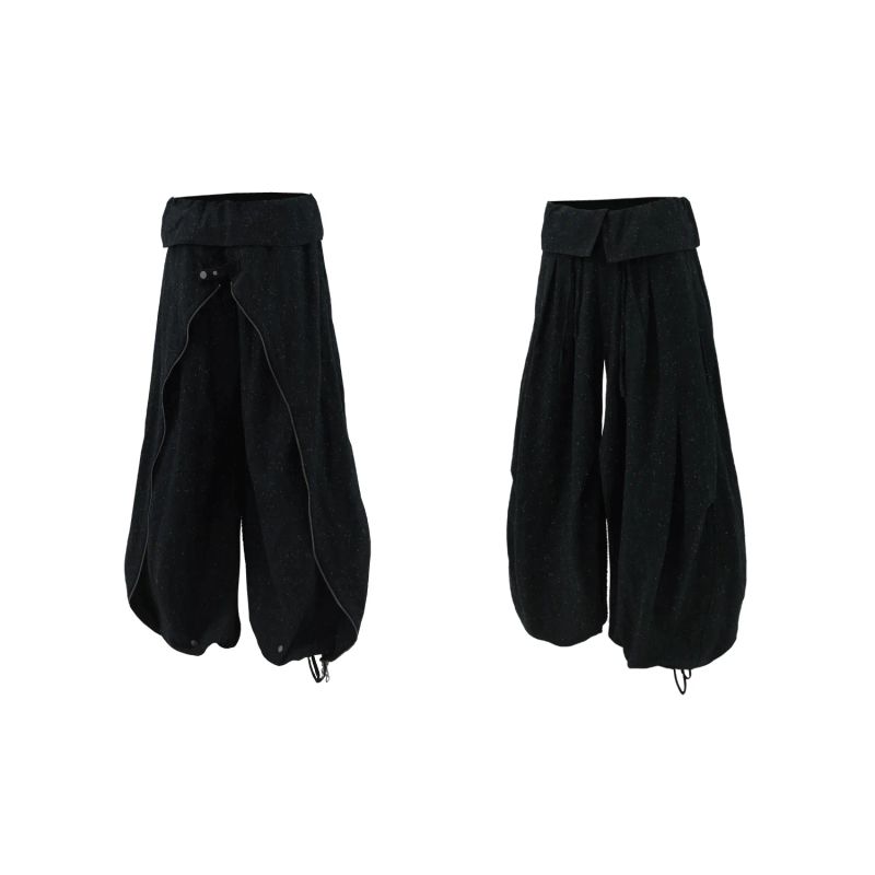 RELABEL(DIGGER) snowflake woolen fabric pleated deconstruction multi-functional sack casual pants