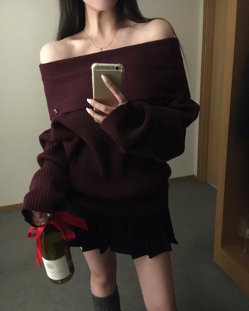 [ORIGINAL] DARE Off-Shoulder Rib Knit