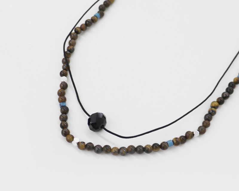 [2 sets] Chicon stone 2-line layered set necklace