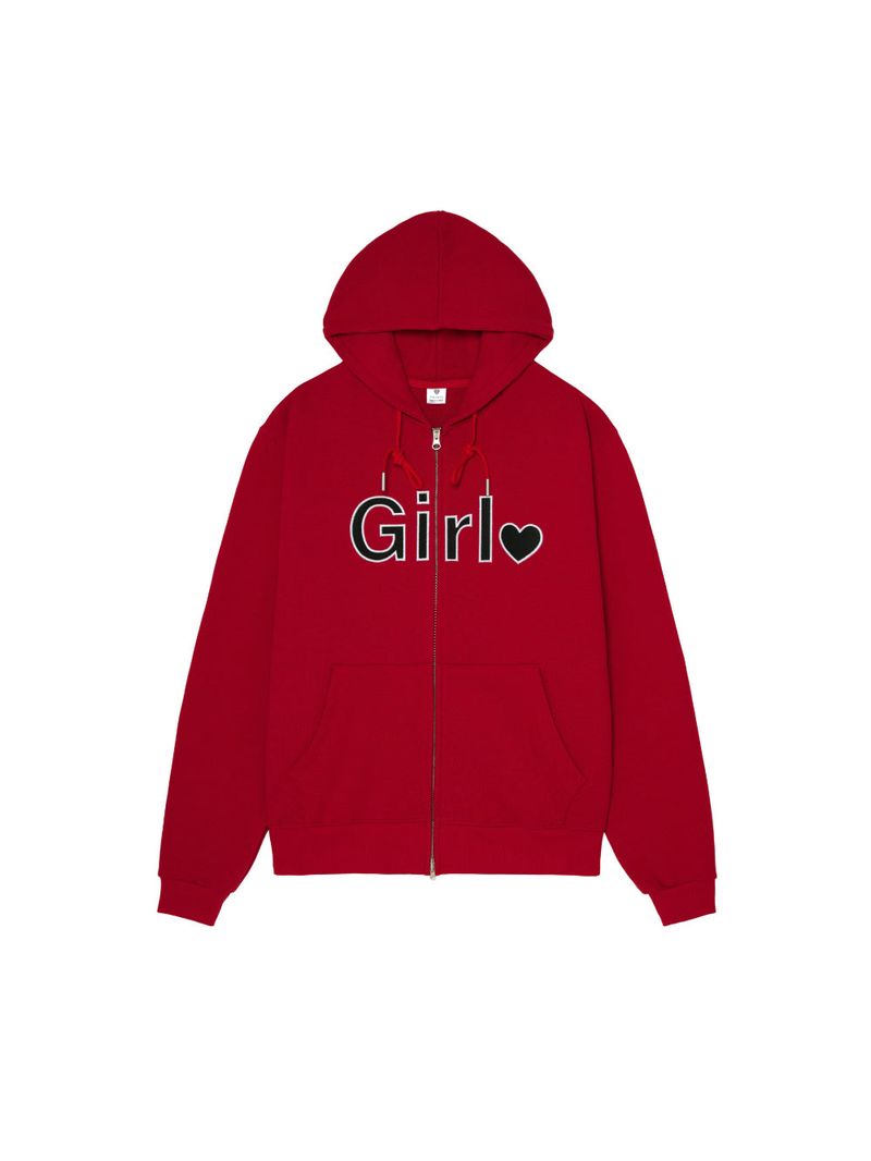 Isummerly（アイサマリー）の「Girl zip-up hoodie - Red（Tops）」