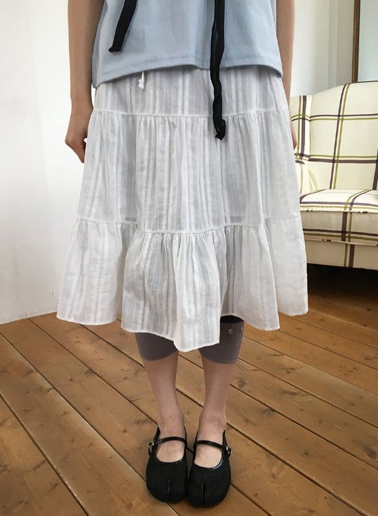 BAON（バオン）の「Hariki Stripe Banding Midi Skirt（Skirts）」