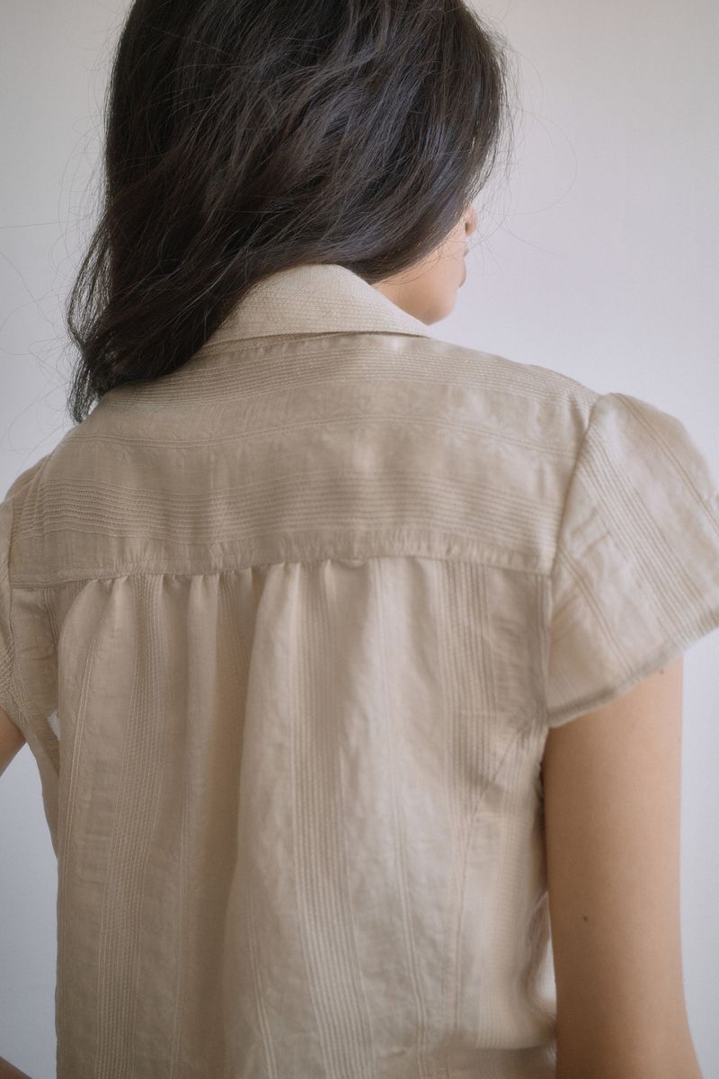 26SS★ WRAP BUTTON CAP SLEEVE BLOUSE