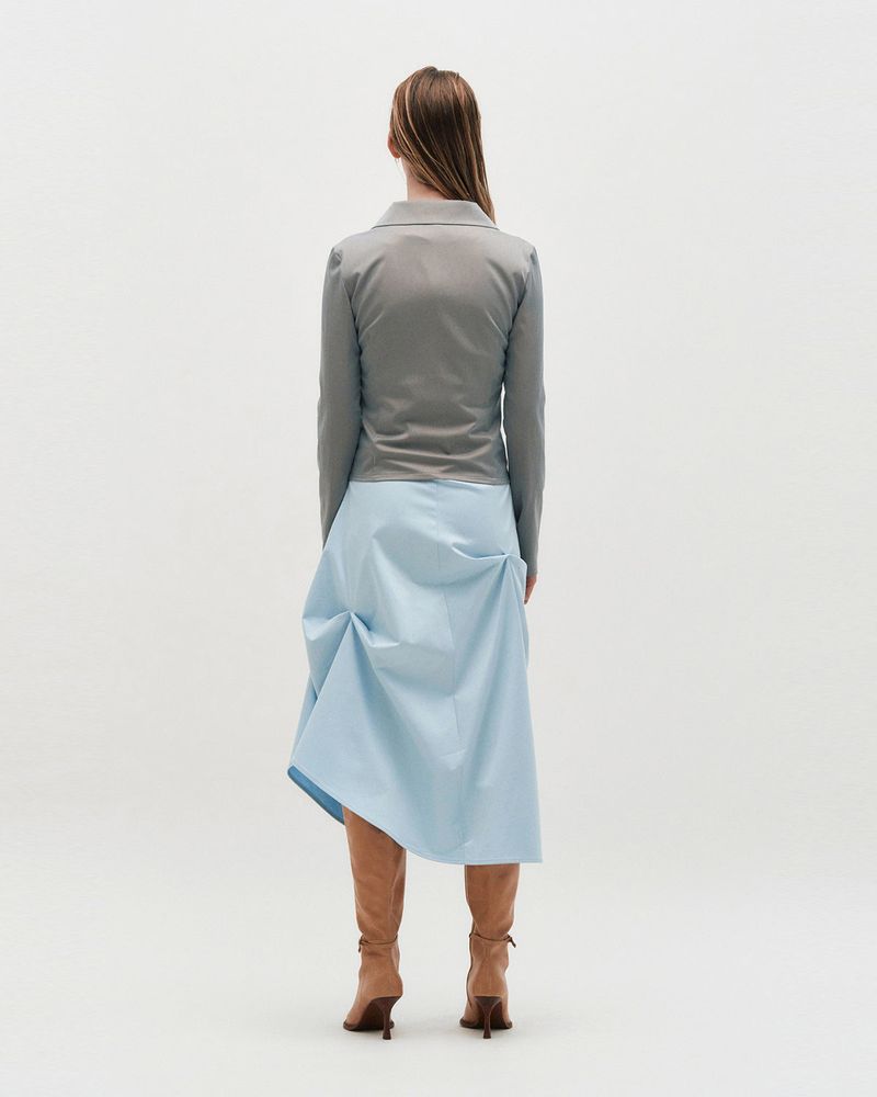 V-Neck Sleek Zip-Up _ GREY