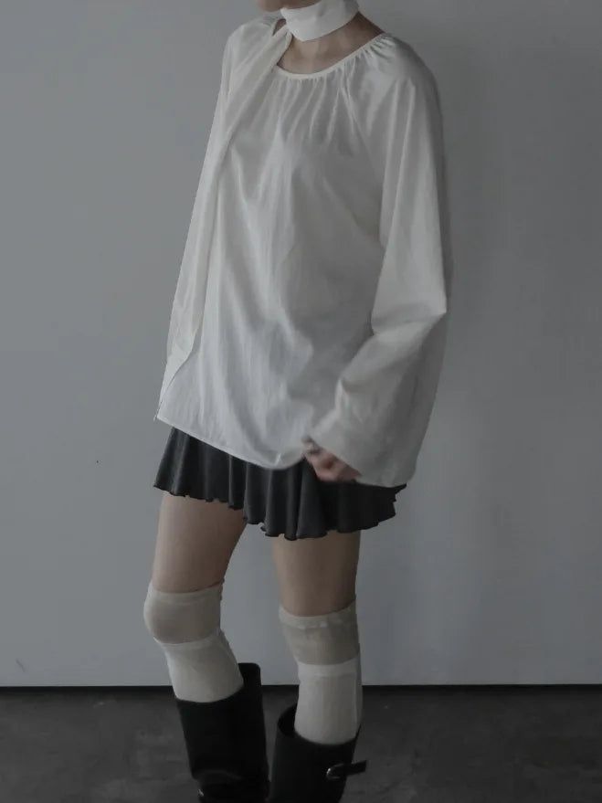 Mue Shirring Scarf Blouse