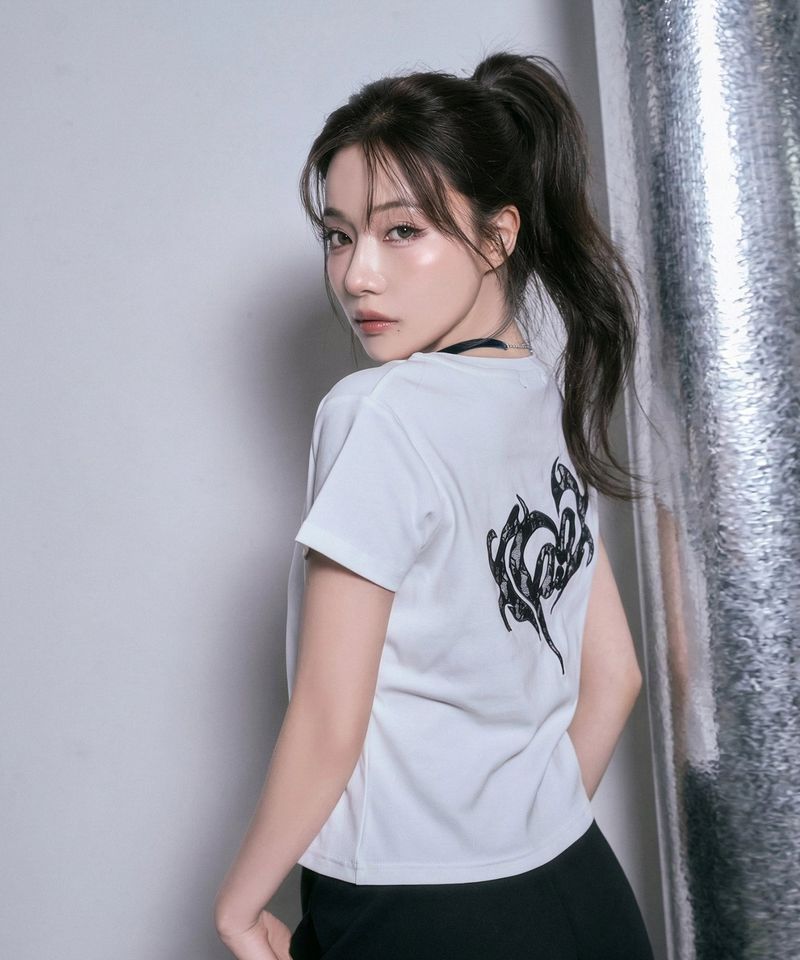 ANDGEEBEE（アンジービー）の「レースハートTシャツ（Tops）」