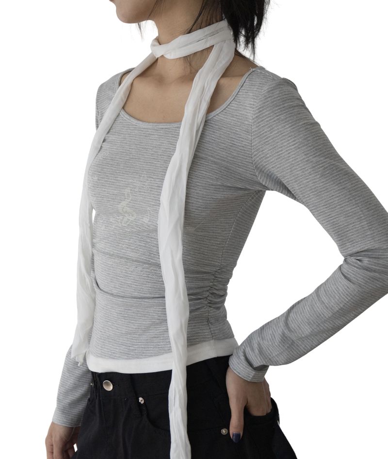 Uta Scarf Shirring T-Shirt