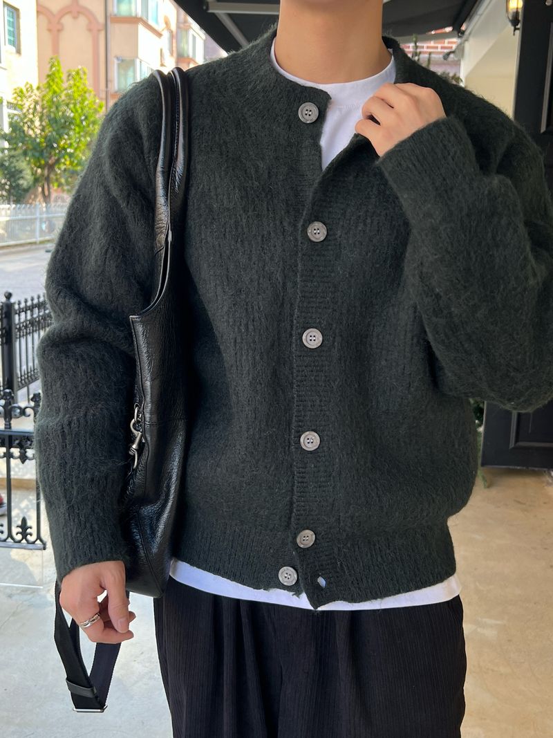 Brush wool cardigan