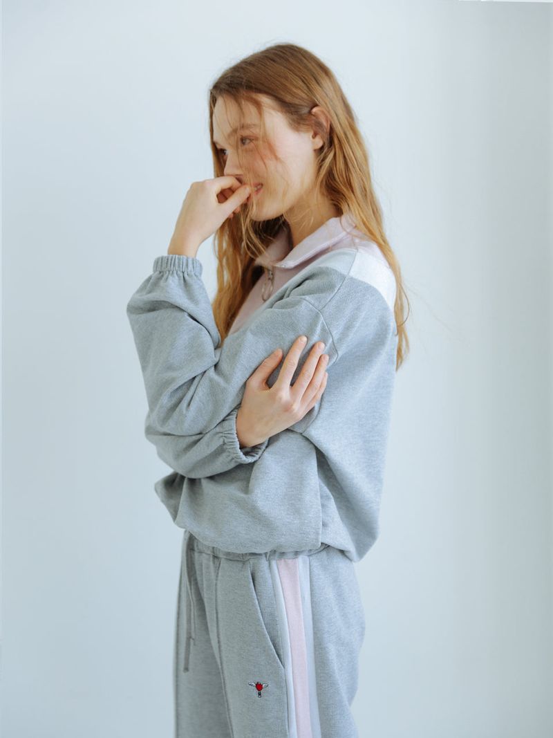 0 3 soft shining track pants - GREY