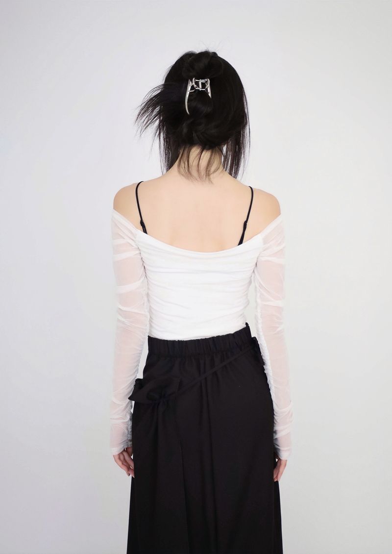 Ara off-Shoulder Mesh Tee