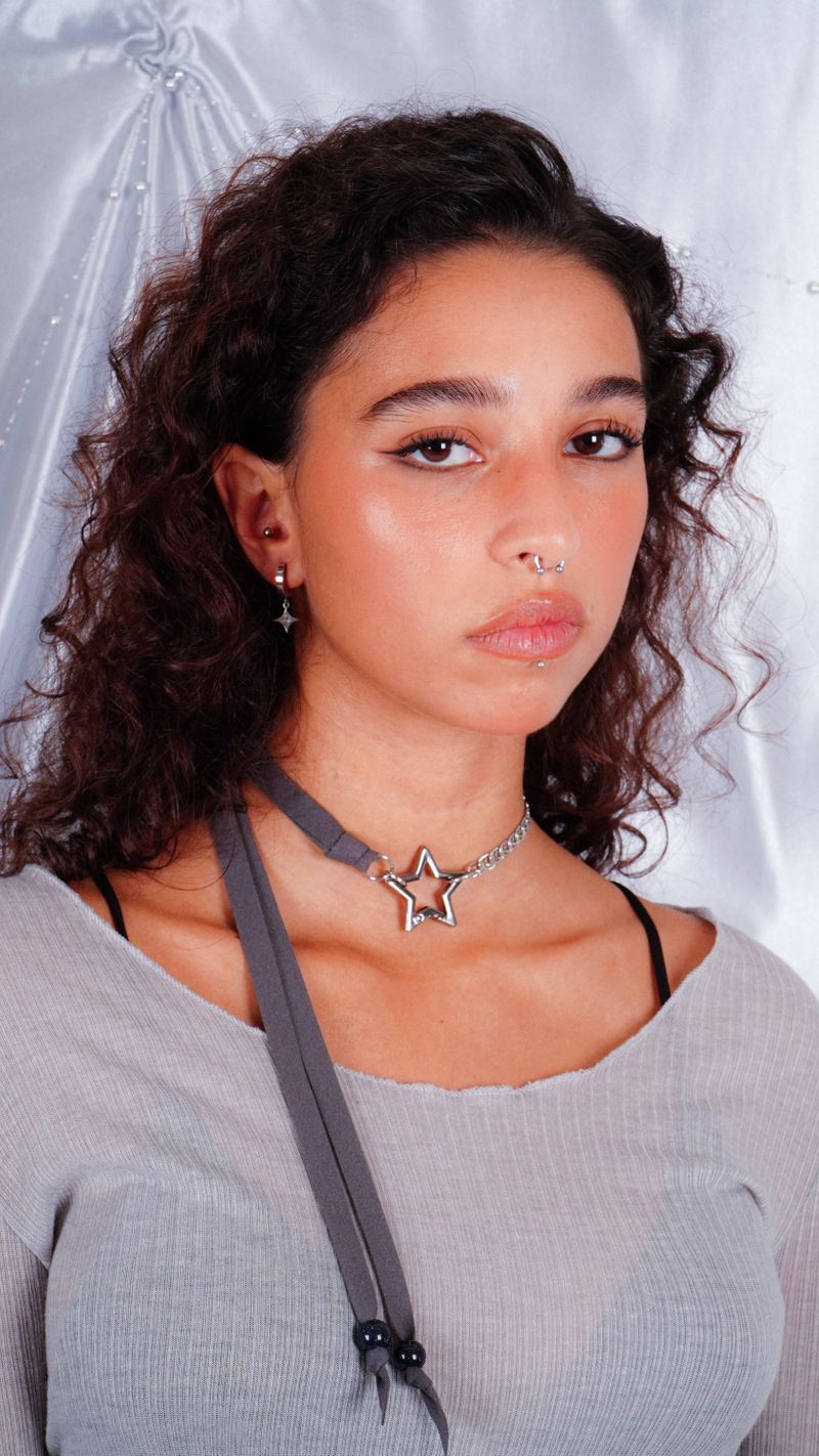 Star suede Necklace (Gray)