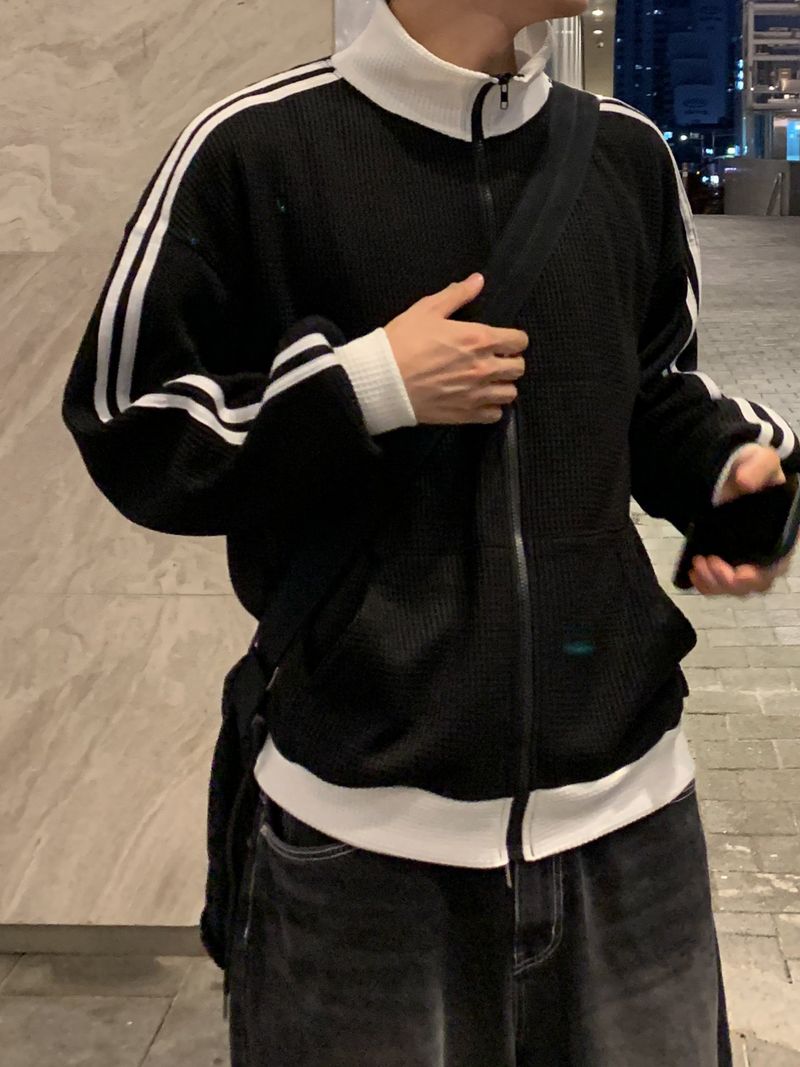 Celeb Waffle High Neck Zip-Up