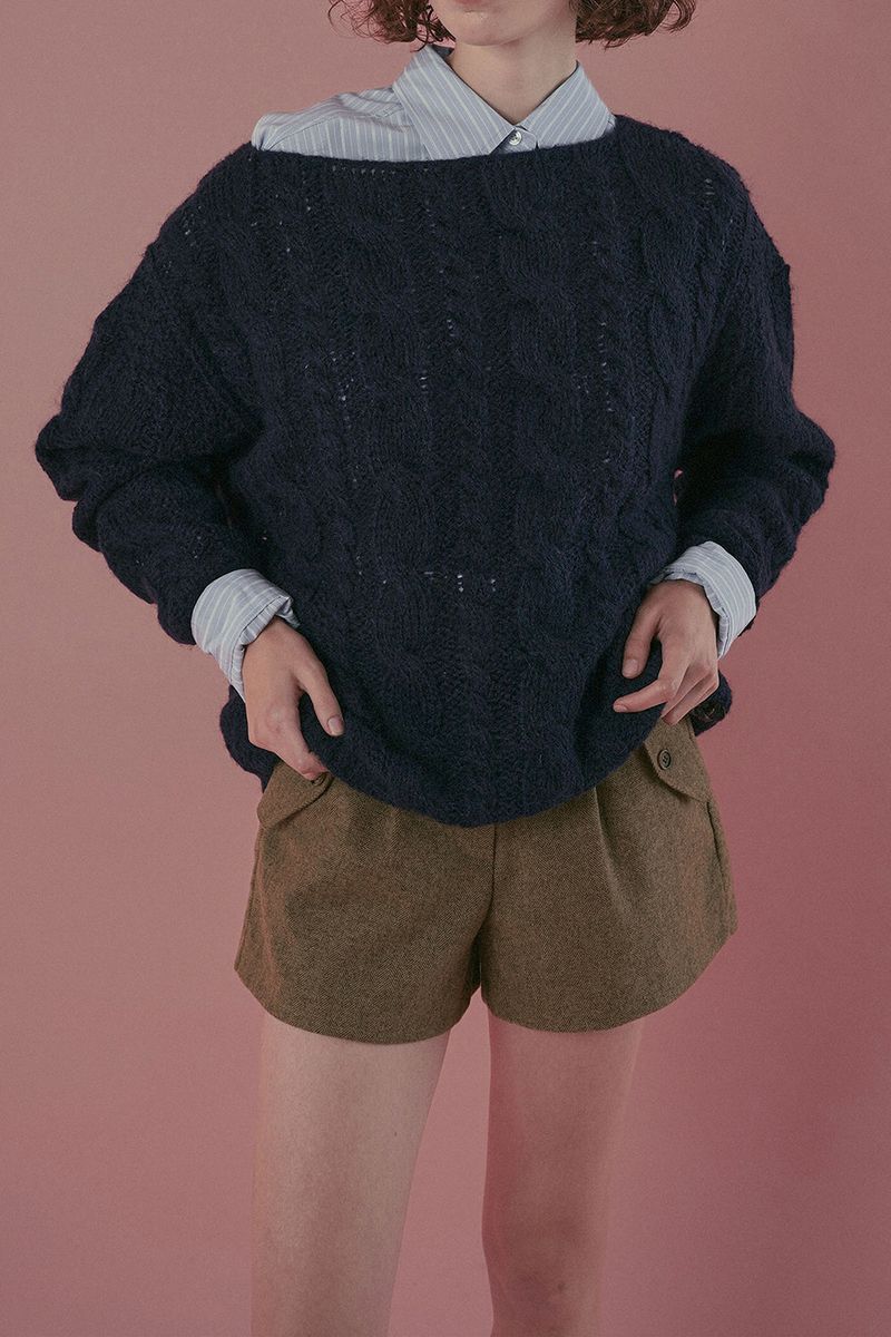 WITHOUTSUMMER(ウィズアウトサマー)の「Cinnamon cable knit_navy(Tops)」