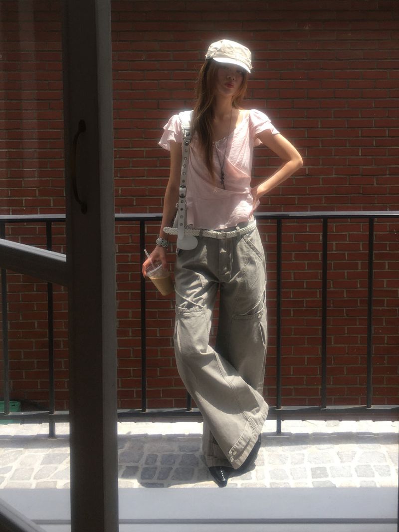 Rivet panel cargo pants
