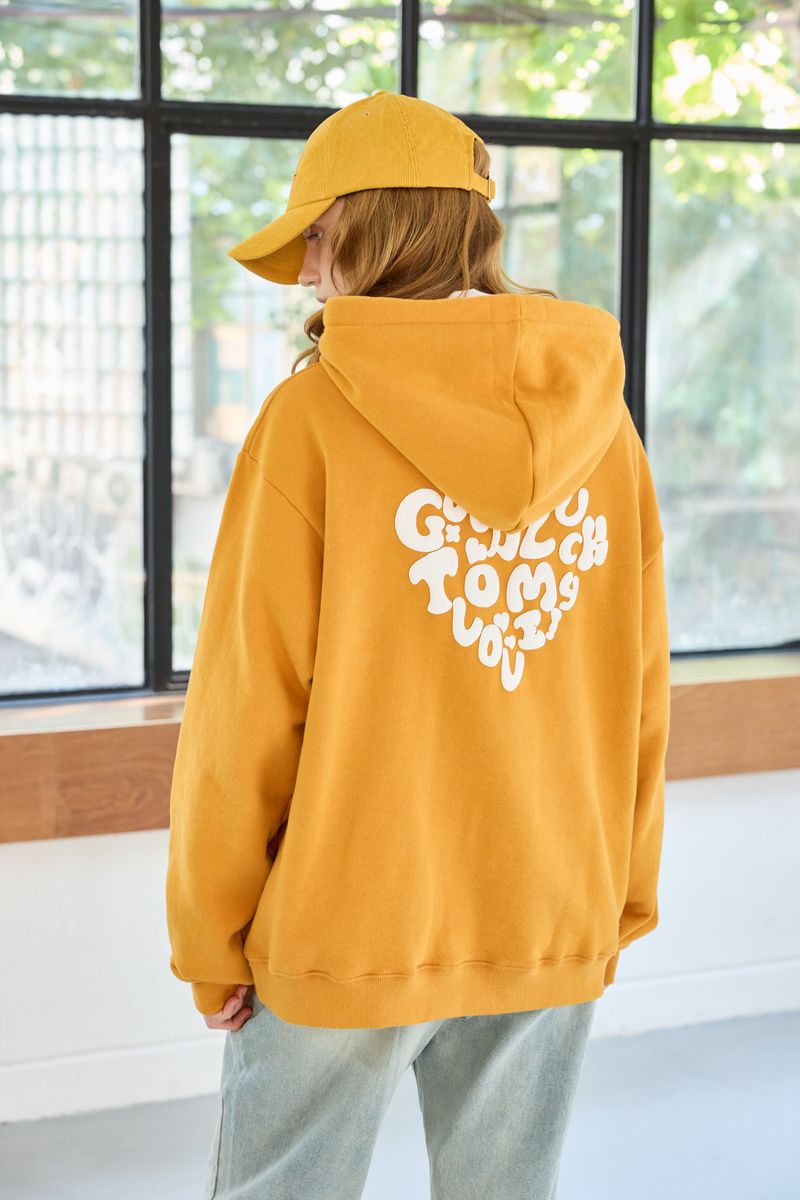 GOODLUCK HEART HOODIE / MUSTARD