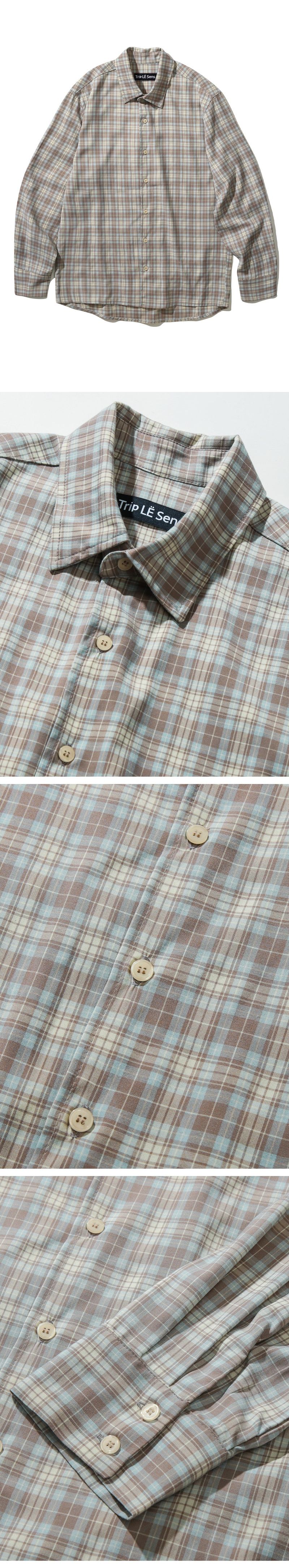 SOFT AND MILD MINIMAL CHECK SHIRT_BEIGE