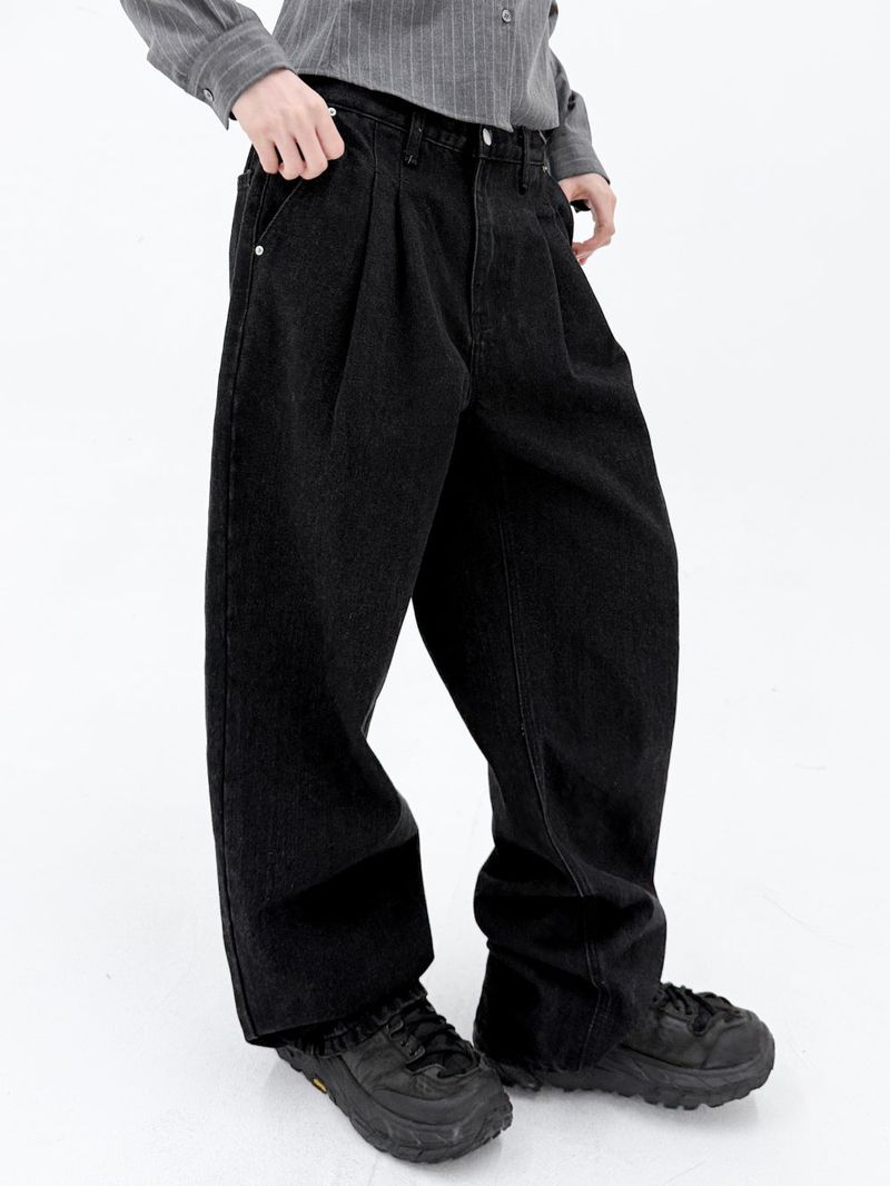 BASIC TWO TUCK BLACK DENIM