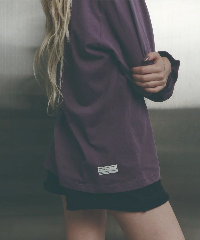 Button Roll-Up Loose-Fit Long Sleeve [Muted purple]
