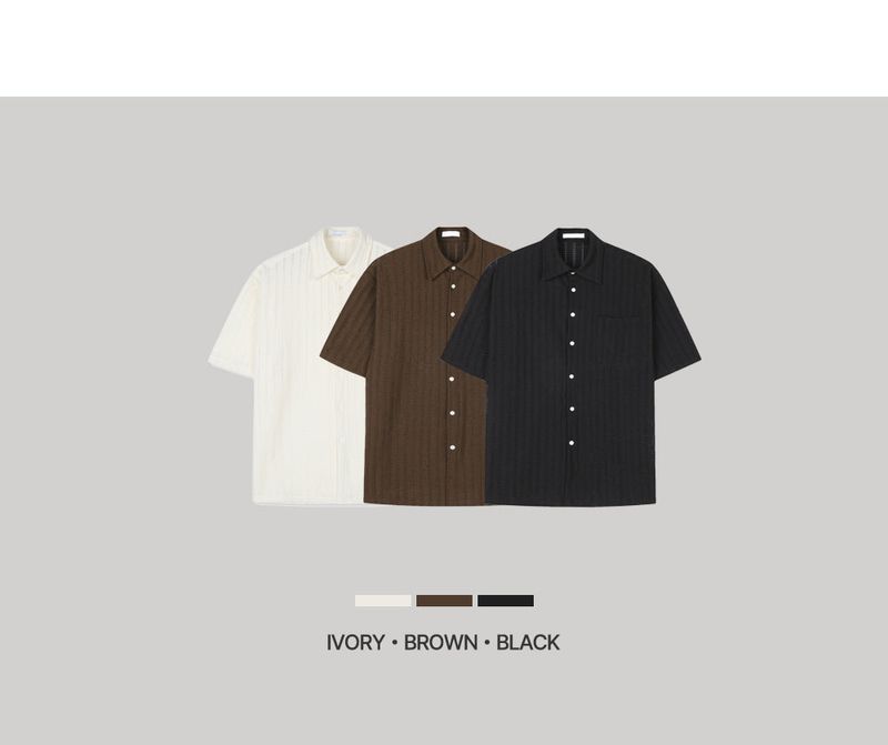 Look Flip Coust Crochet Punched Oversized Short Sleeve Shirt