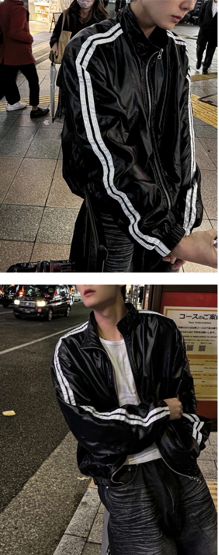 glossy track windbreaker