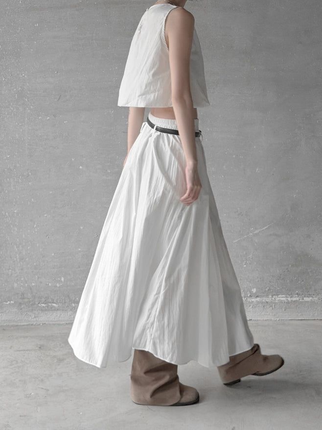 Cloud Nylon Belted Skirt