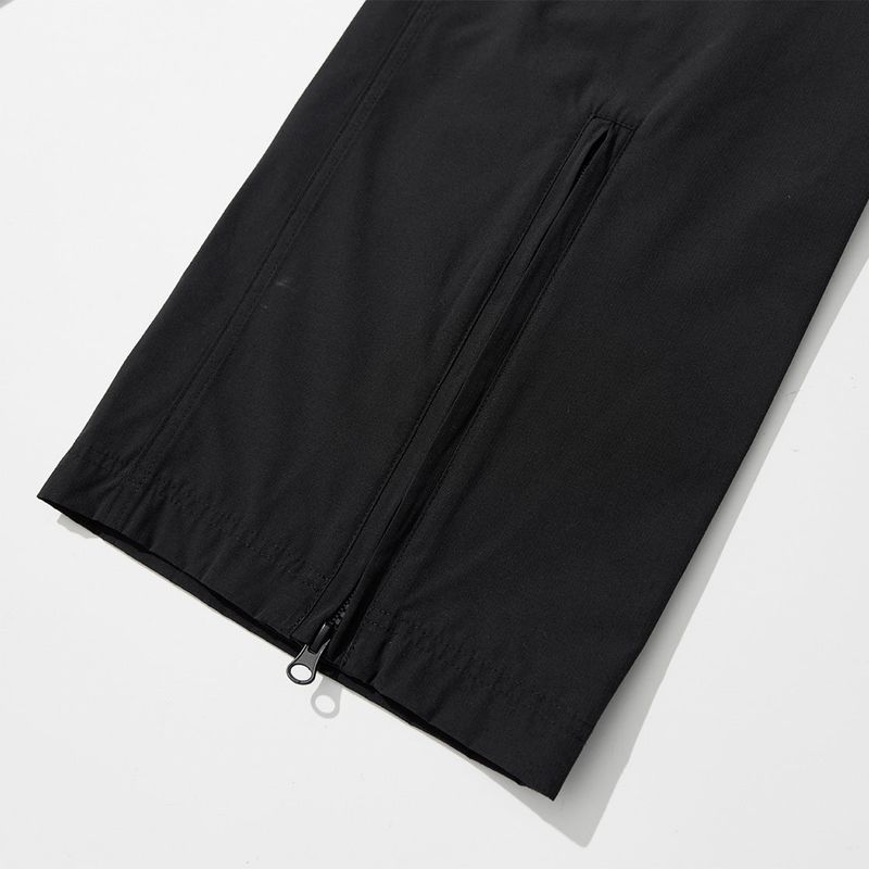 Poly Cotton RIB Track Zip Pants - BLACK