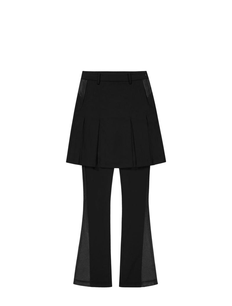 Pleated Jersey Skirt Pants / Black