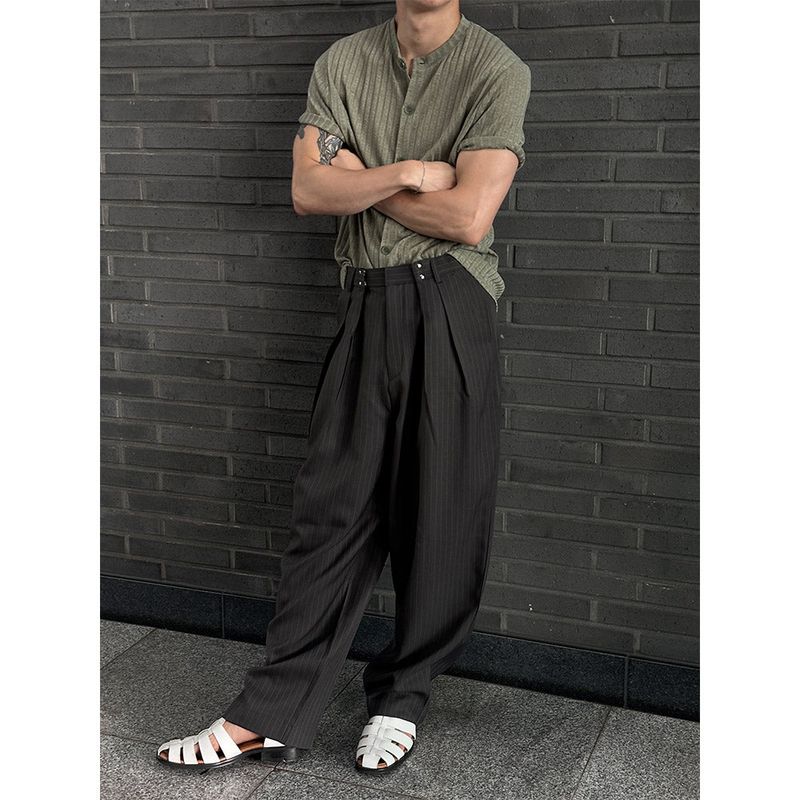 [S/S] Double stripe tuck wide slacks(3color)