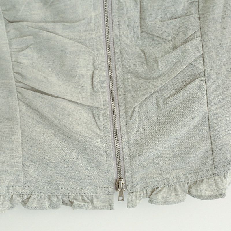 Frill shirring zipper corset top 231139667