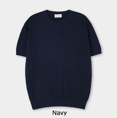 Roel Cable Round Short Sleeve Knit
