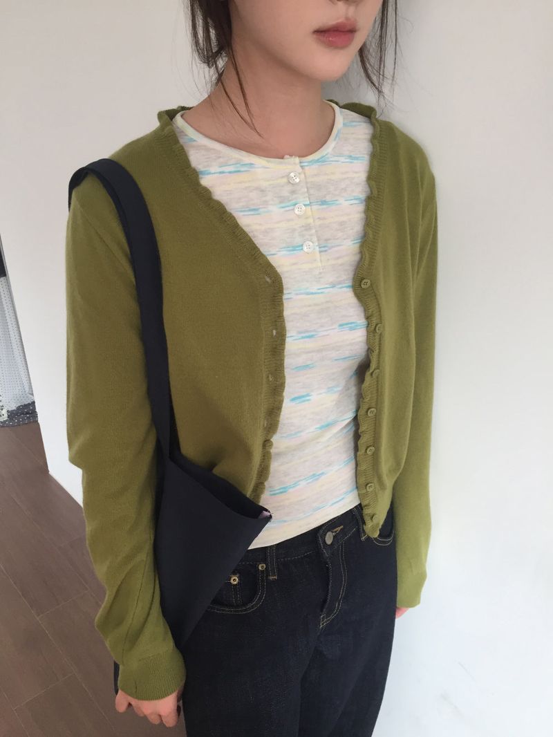 Nobile Frill V-neck Cardigan (3color)