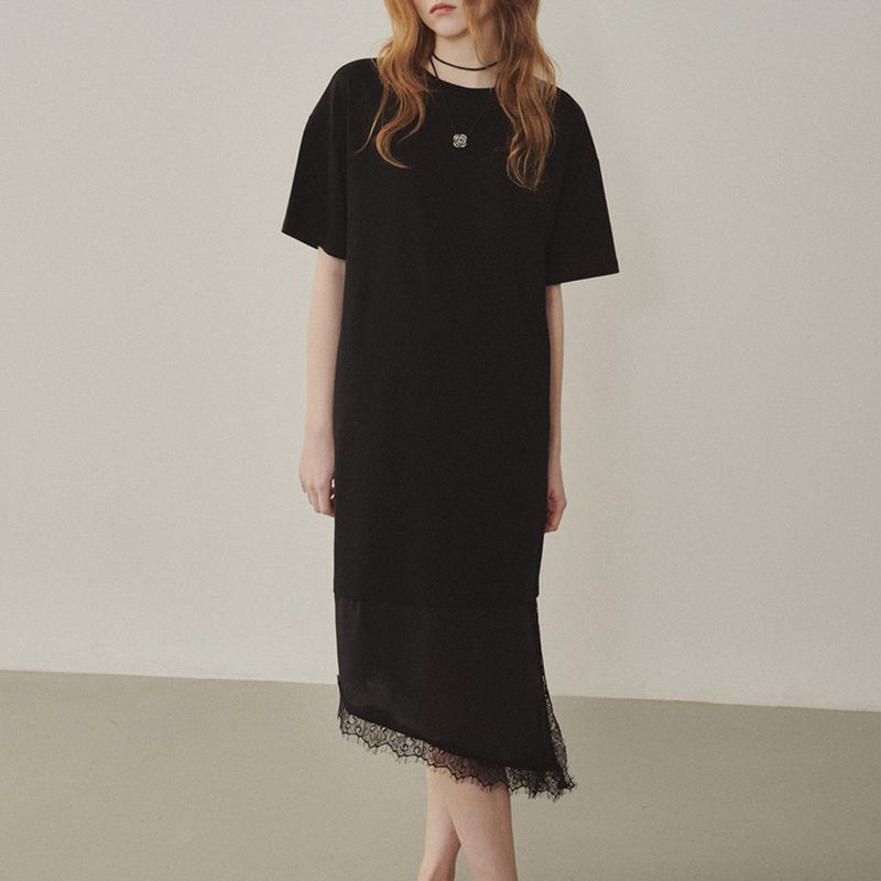 Melly&Rose（メリーアンドローズ）の「Melrose Satin Contrast Jersey One-piece（Dresses）」