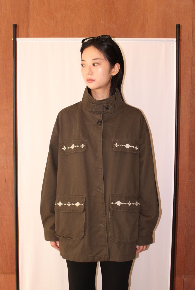 LEATHER MIX FIELD JACKET