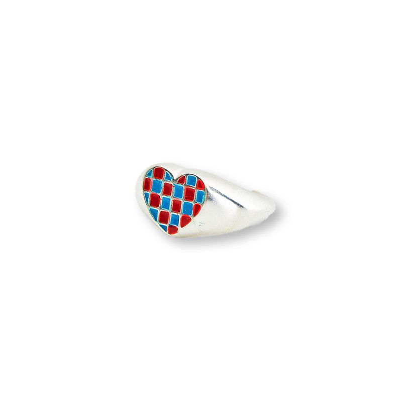 [925 SILVER] Check Heart Ring