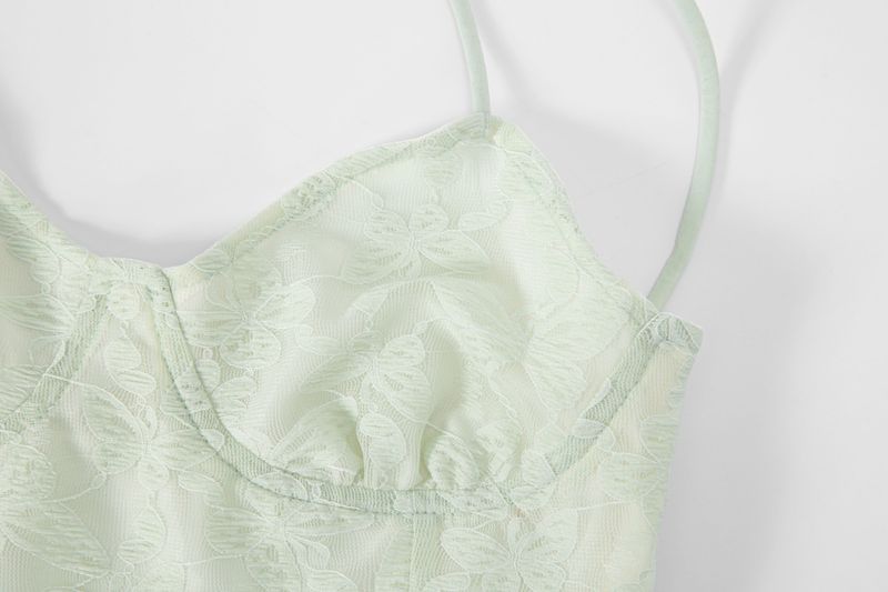 lace backless top mint butterfly