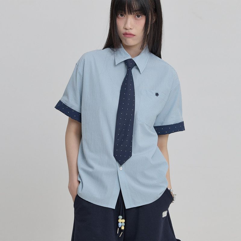 WaiKei（ワイケイ）の「Tie SET Check Half Shirt（Tops）」