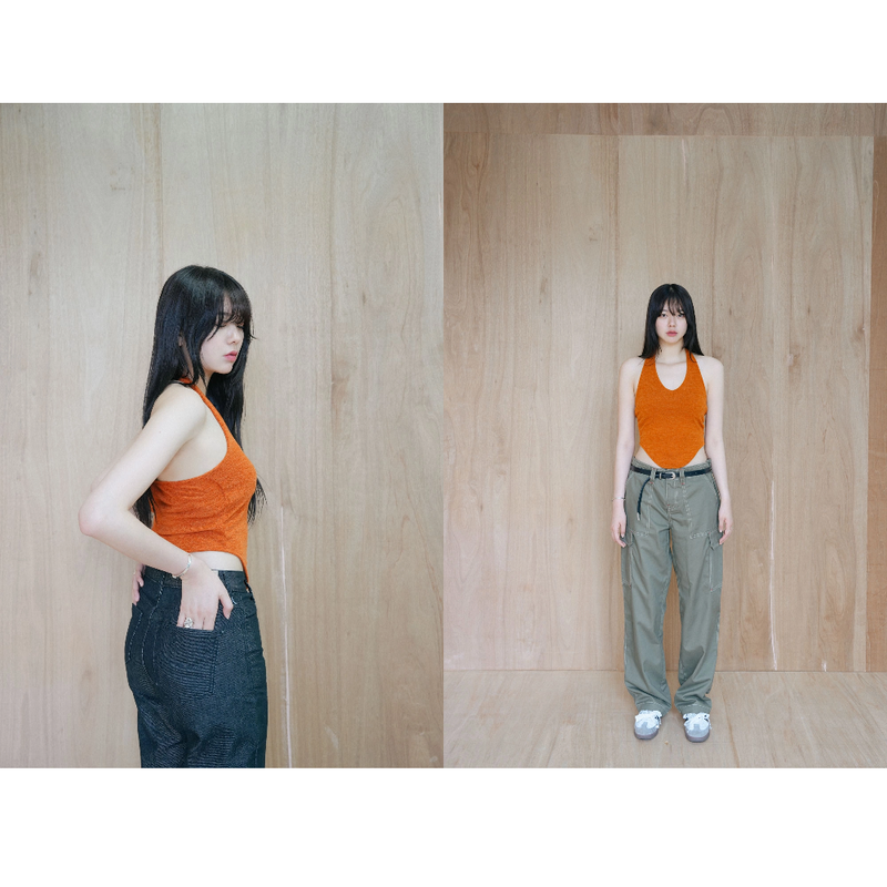 HALTERNEK KNIT VEST_ORANGE