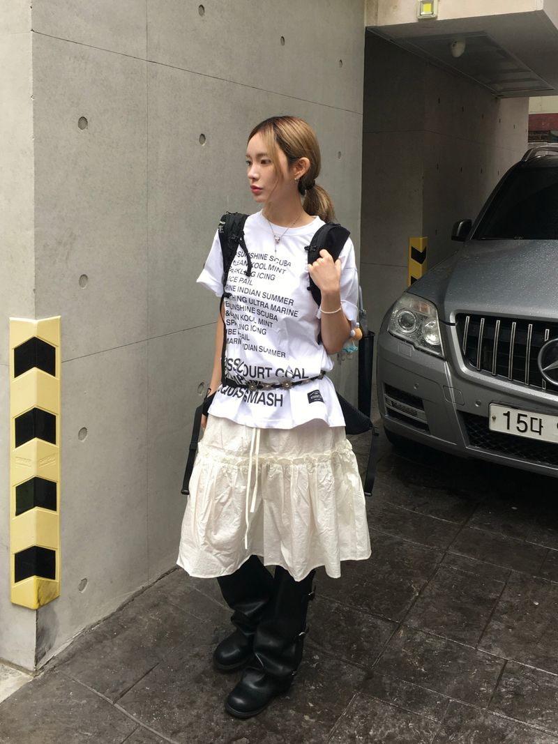 Roti Nylon Midi Shirred Skirt (2c)