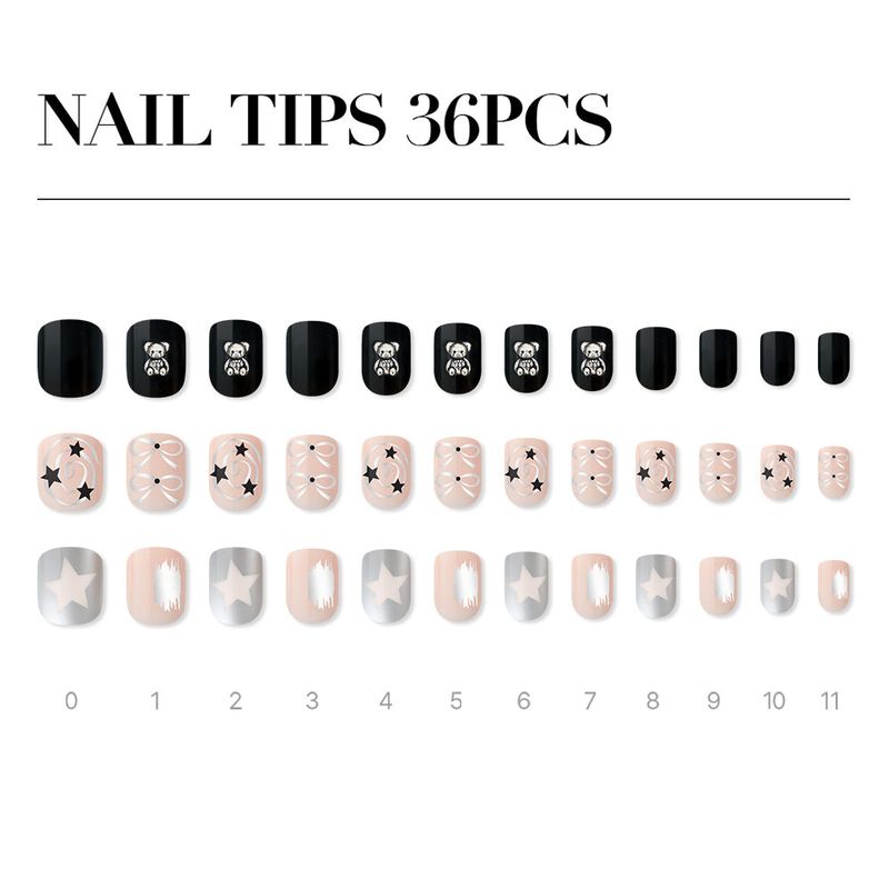 MUZMAK Reusable Nail Tip Grunge Bear​(Short Square)