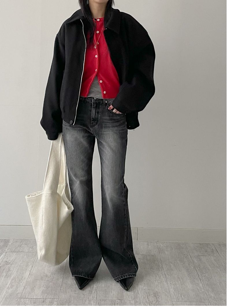 [unisex] 641 cat-washed bootcut denim pants