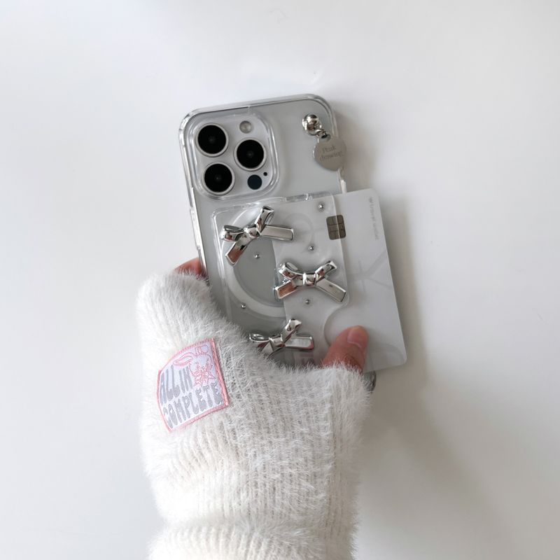 Peakdrawing（ピークドロウィン）の「(Magsafe Ver.) シルバーリボンカードスロットゼリーハードケースセット（スマホグッズ/小物）」