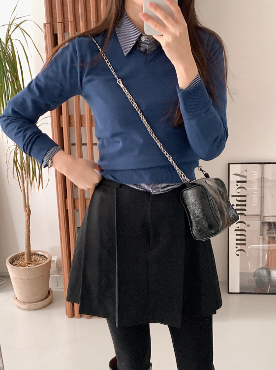 Standard Crop V-neck Knit (12color)