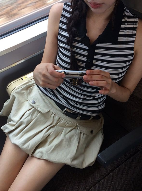 Nabo Pocket Shirring Balloon Mini Skirt