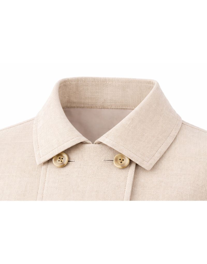 Airi Linen Summer Double Button Cape Crop Jacket Light beige