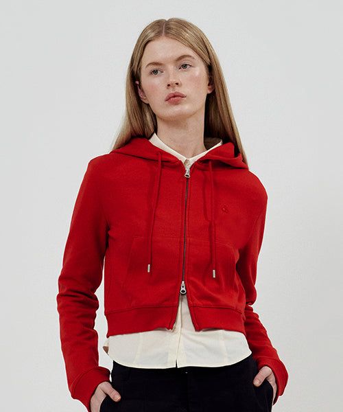 KIRSH（キルシー）の「KIRSH PLAIN SLIM FIT CROP HOODIE ZIP UP [RED]（Tops）」