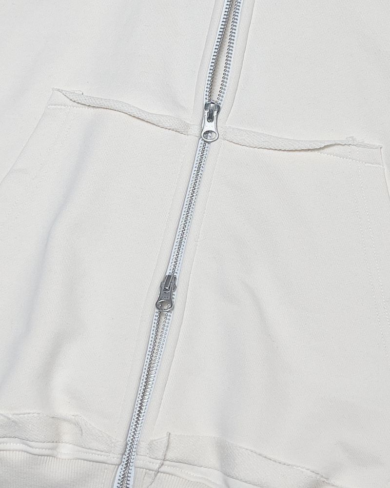 CUTTING CROP HOODIE ZIPUP_CREAM